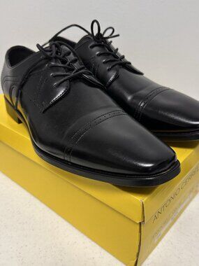 Antonio Cerrelli Black Oxford Dress Shoes Mens Size 13 Lace Up Faux Leather